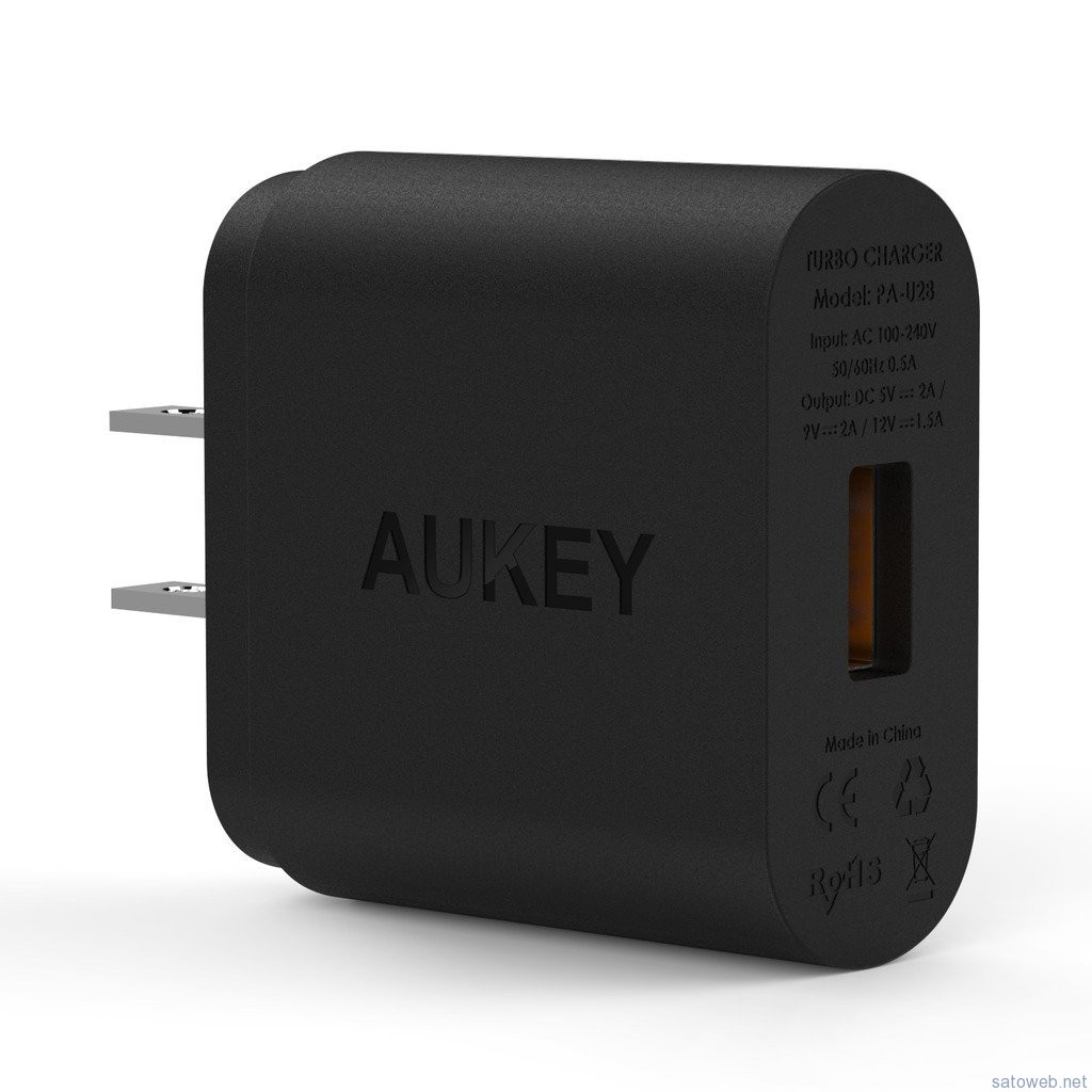 Aukey PA-U28 Quick Charge 2.0超急速充電対応充電器がタイムセール特価。100限