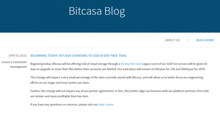 bitcasa free plan