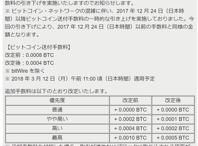 Bitflyer、BTC送金手数料の値下げとアルトコインの送金に手数料設定へ。