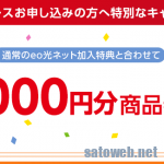 キャッシュバックは最高だぜぇ eo光10Gb加入特典の商品券が届いた。